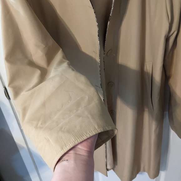 Nalgea Fashion Tan Button Front Trench with Paisley Lining Coat Size XL *Spot* - Picture 6 of 11